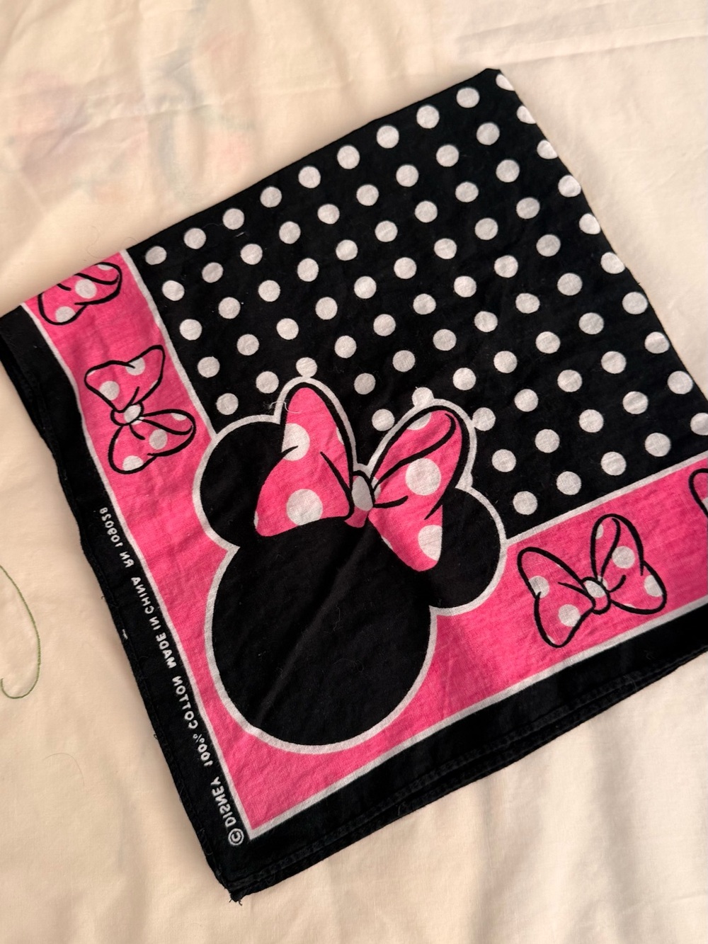 Disney Minnie Mouse Black & Pink Polka Dot Bandana